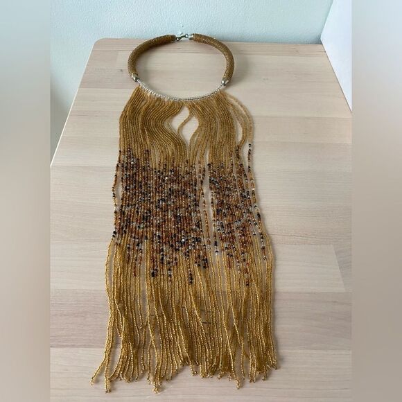 African Beaded Necklace with Bead Train - Picture 4 of 4